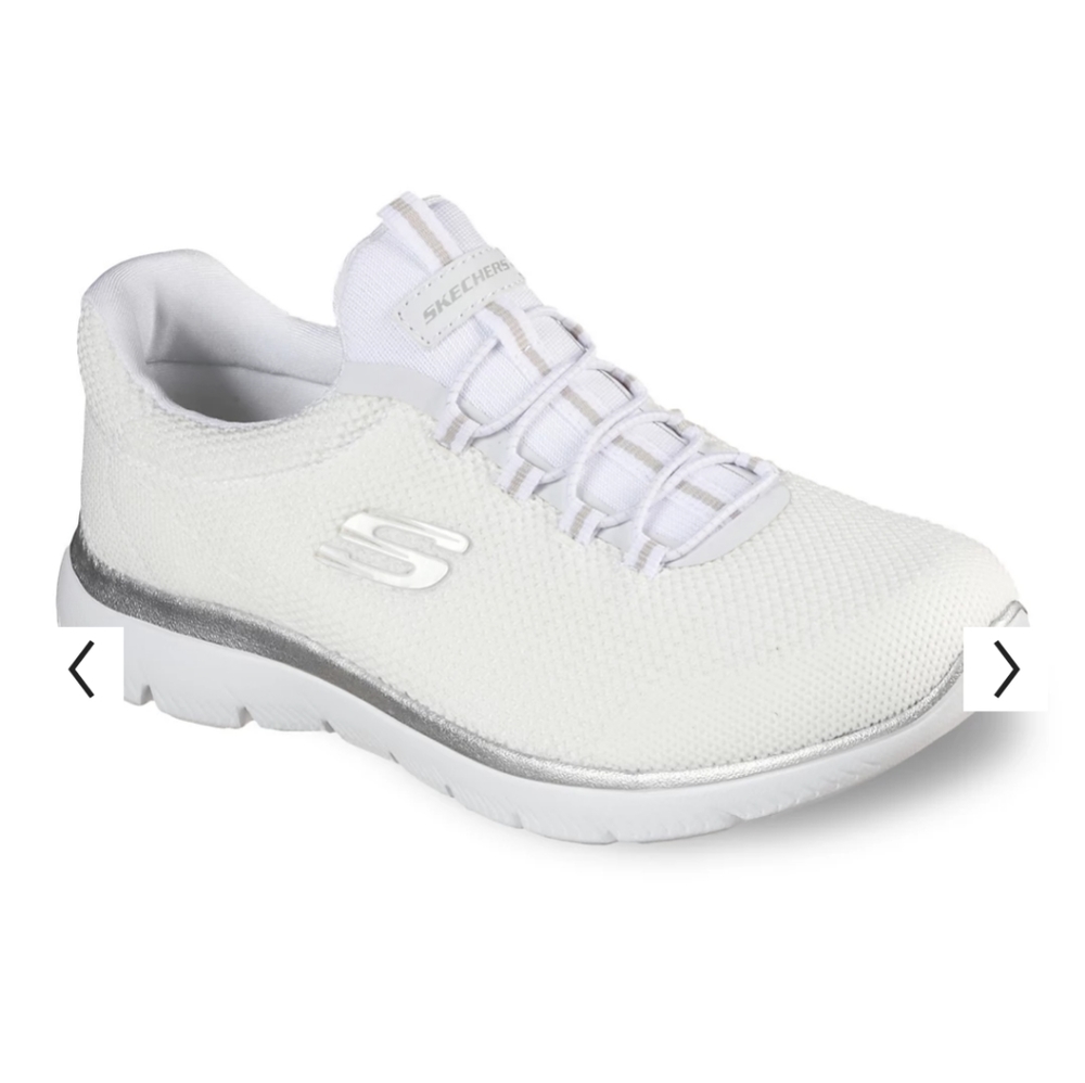Skechers Wide Fit Memory Foam; Slip-On White W10
